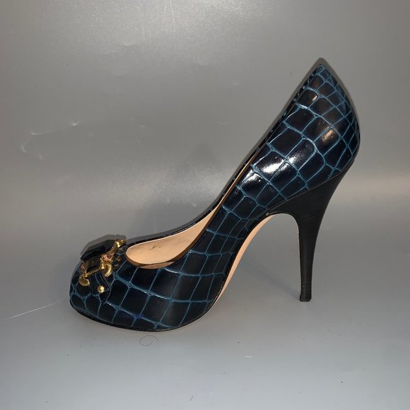 Giuseppe Zanotti Embossed Peep-Toe Pumps - Picture 4 of 7